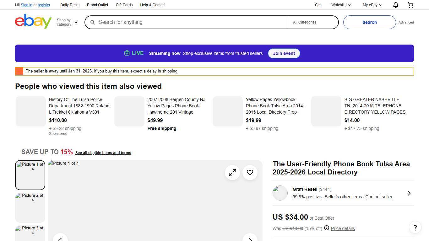 The User-Friendly Phone Book Tulsa Area 2025-2026 Local Directory eBay